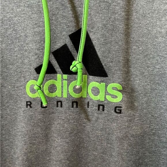 Adidas Men's Gray Hoodie with Bright Green Highlights - Picture 3 of 4